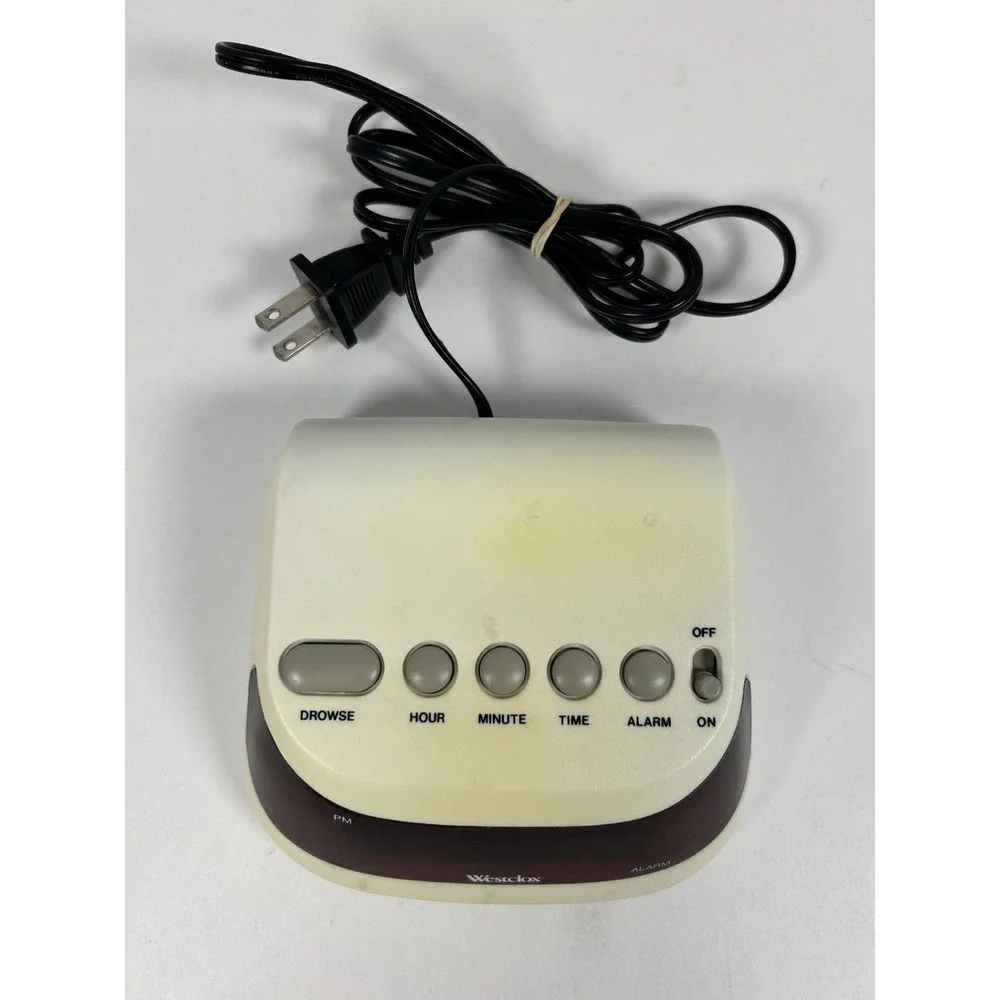 Vintage Westclox Basic Digital Electric Alarm Clock Cream Retro TESTED WORKING